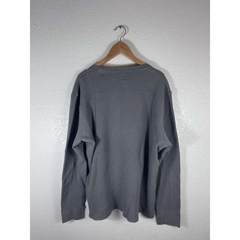 Lucky Brand Vintage Inspired XL Gray Thermal Waffle Knit Distressed - Picture 2 of 9